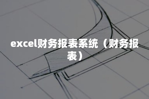 excel财务报表系统（财务报表）