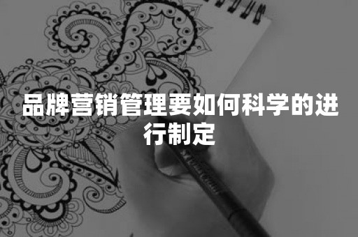 品牌营销管理要如何科学的进行制定