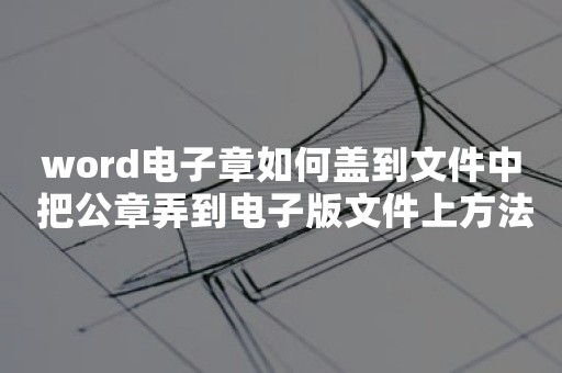 word电子章如何盖到文件中 把公章弄到电子版文件上方法