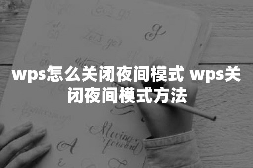 wps怎么关闭夜间模式 wps关闭夜间模式方法