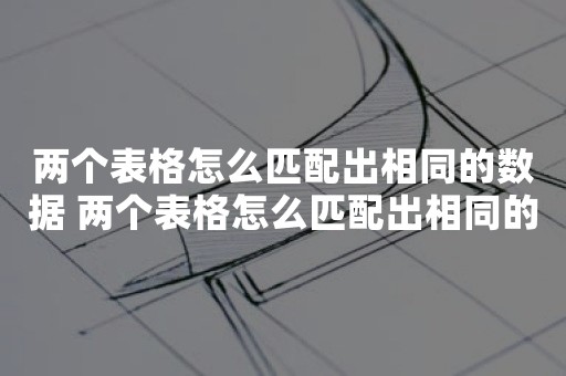 两个表格怎么匹配出相同的数据 两个表格怎么匹配出相同的数据