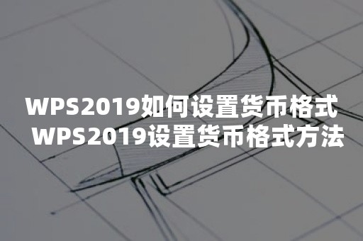 WPS2019如何设置货币格式  WPS2019设置货币格式方法