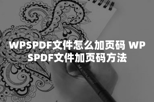 WPSPDF文件怎么加页码 WPSPDF文件加页码方法