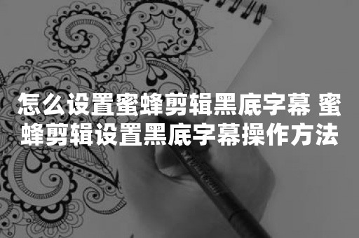 怎么设置蜜蜂剪辑黑底字幕 蜜蜂剪辑设置黑底字幕操作方法