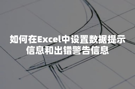 如何在Excel中设置数据提示信息和出错警告信息