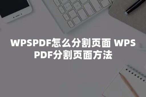 WPSPDF怎么分割页面 WPSPDF分割页面方法