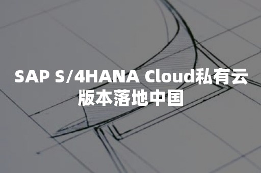 SAP S/4HANA Cloud私有云版本落地中国